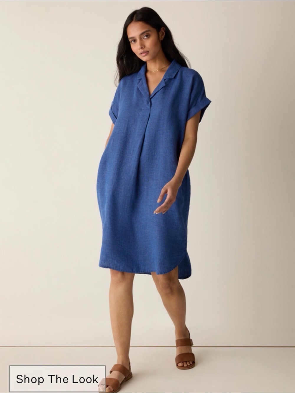 Eileen Fisher Olive Brown 100 %organic Linen-Blend women’s Tunic Shirt